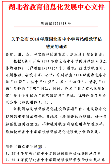 China elementary school in Hubei province campus website performance evaluation 